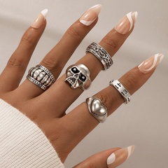 fashion punk geometric skull heart ring 5-piece set wholesale nihaojewelry