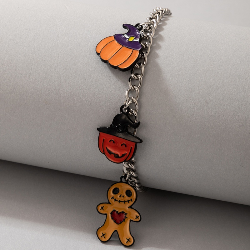 Halloween fun wizard hat pumpkin lantern ghost doll pendant bracelet wholesale nihaojewelry