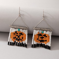 Festival Retro Hit Color Rice Beads Scary Face Tassel Earrings wholesale jewelry Nihaojewelry