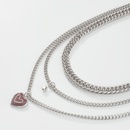 Multilayer Thick Chain Heart Drop Oil Pendant Necklace Wholesale Nihaojewelrypicture9