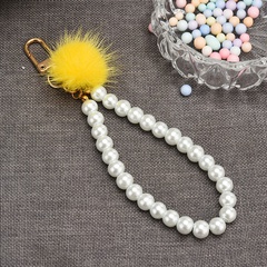 pearl chain mink hair pendant key chain wholesale nihaojewelry