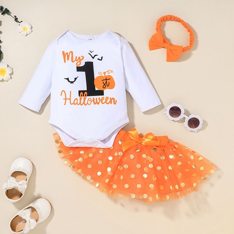 New Baby Halloween printing Romper Dress Set Wholesale Nihaojewelry's discount tags