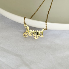 stainless steel angel English letter pendant korean style necklace wholesale jewelry Nihaojewelry