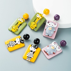 cartoon giraffe zebra rhino pendant earrings wholesale nihaojewelry