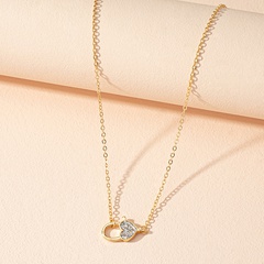 einfache diamant kleine schloss herz anhänger legierung halskette großhandel Nihaojewelry