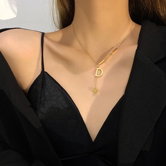 korean style D letter titanium steel necklace wholesale jewelry Nihaojewelry
