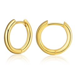 simple glossy geometric short thick circle copper plated ear clip wholesale Nihaojewelry