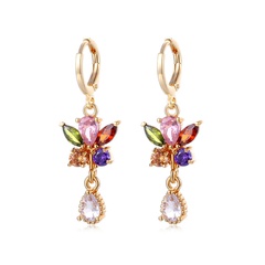 fashion color zircon butterfly geometric copper earrings wholesale nihaojewelry
