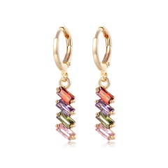 South American Foreign Trade New Accessories Irregular Color Zircon Earrings Square Diamond Trapezoidal Mixed Color Crystal Earrings Wholesale