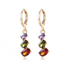 fashion inlaid color zircon water drop tassel copper earrings wholesale nihaojewelry
