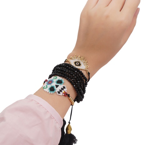 Halloween decorations ethnic Miyuki beads woven skull bracelet wholesale Nihaojewelry's discount tags