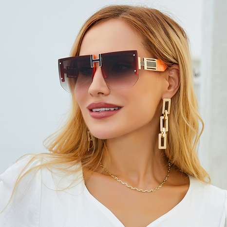 Sonnenbrille Frauen UV-Schutz große Rahmen Sonnenbrille Herrenmode Diamant geschnittene randlose Brille sunglasses's discount tags