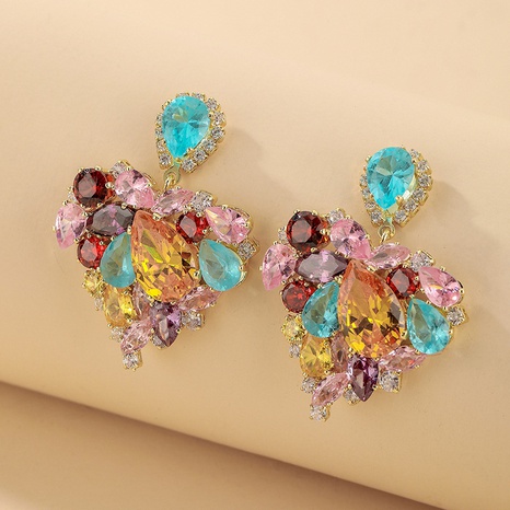 fashion retro color inlaid rhinestone heart drop earrings wholesale nihaojewelry's discount tags