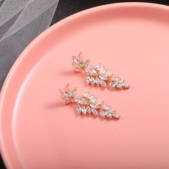 fashion zircon inlaid short brass electroplating real gold earrings wholesale Nihaojewelry