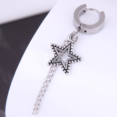 boucle d'oreille simple étoile à cinq branches en acier au titane de mode en gros Nihaojewelry