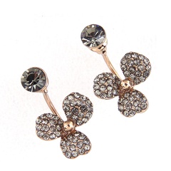 Korean Fashion Flash Diamond Clover Stud Earrings Wholesale Nihaojewelry
