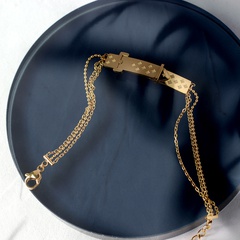 fashion three-layer belt buckle pattern titanium steel plated 18K gold bracelet wholesale Nihaojewelry