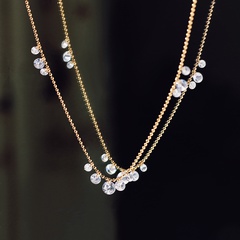 Xl082 Whale Rain Ornament Dew Zircon Shining Diamond Light Luxury Small Necklace Clavicle Chain Titanium Steel 18K Gold Plating
