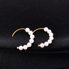 retro pearl C-shape titanium steel earrings wholesale Nihaojewelry