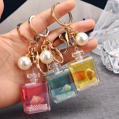 New Pearl Key Chain Accessories Acrylic Keychain Student Schoolbag Pendant Cute Perfume Bottle Couple Bags
