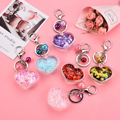 Korean  acrylic heart flowing sequins quicksand keychain wholesale Nihaojewelry