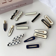simple geometric printing wave side resin bangs clip wholesale Nihaojewelry