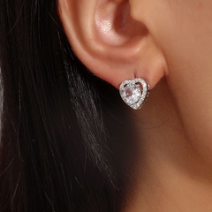 simple heart zircon pendant copper earrings necklace wholesale Nihaojewelry