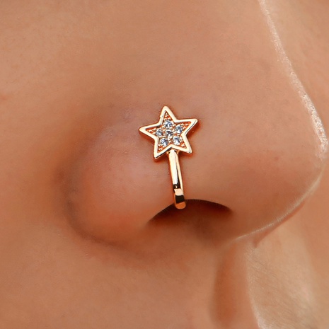 fashion copper inlaid zircon star nose nail wholesale Nihaojewelry NHDP431673's discount tags