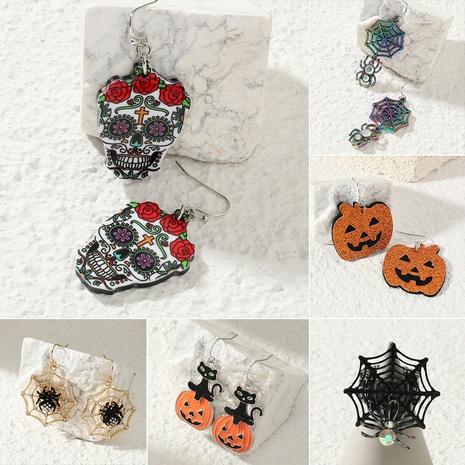 Halloween spider skull ghost bat earrings wholesale Nihaojewelry's discount tags