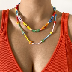 bohemia fashion contrast color miyuki beads flower woven necklace wholesale nihaojewelry