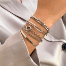 Punk geometric hollow chain flat snake bone OT buckle metal bracelet set wholesale Nihaojewelrypicture12