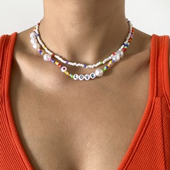 Retro mix match couleur couture perle lettre miyuki perles collier tressé en gros nihaojewelry