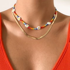 Retro Bohemian Hit Color Daisy Miyuki Perlen gewebte Halskette Großhandel nihaojewelry