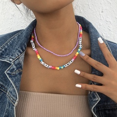 Mode böhmischen Farbe Miyuki Perlen Harz Brief Halskette Großhandel nihaojewelry