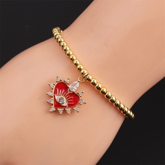 Simple copper-plated real gold dripping oil heart-shaped bracelet wholesale Nihaojewelry