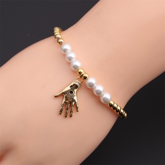 new copper plated real gold beads pearl chain devil's eye palm bracelet wholesale Nihaojewelry