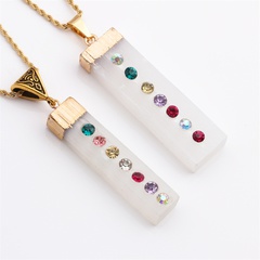 fashion geometric white crystal 7 chakra inlaid rhinestone necklace wholesale nihaojewelry