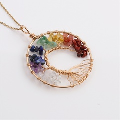 fashion simple geometric chakra colorful crystal tree necklace wholesale nihaojewelry