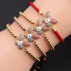 fashion colorful zircon inlaid butterfly adjustable copper bracelet wholesale Nihaojewelry