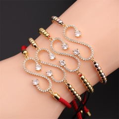 fashion copper inlaid zircon 8-character infinity adjustable bracelet wholesale Nihaojewelry