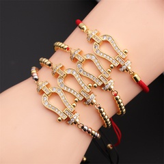 Fashion copper micro-inlaid zircon geometric horseshoe bracelet wholesale Nihaojewelry