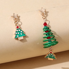 Pendientes de árbol de Navidad asimétricos frescos pequeños salvajes creativos de la serie navideña