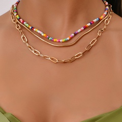 Böhmische bunte Perlen mehrschichtige Damen neue Halskette