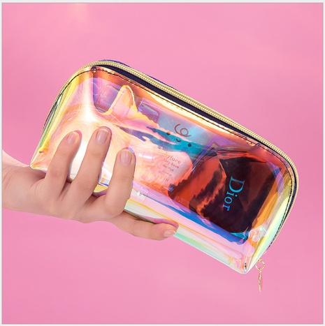 Thickening colorful laser semi-circular fog light cosmetic bag wholesale Nihaojewelry's discount tags