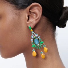 vintage geometric tassel color inlaid rhinestone earrings wholesale nihaojewelry
