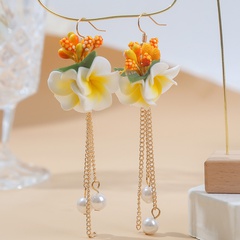 vintage long tassel three-dimensional flower pearl earrings wholesale nihaojewelry