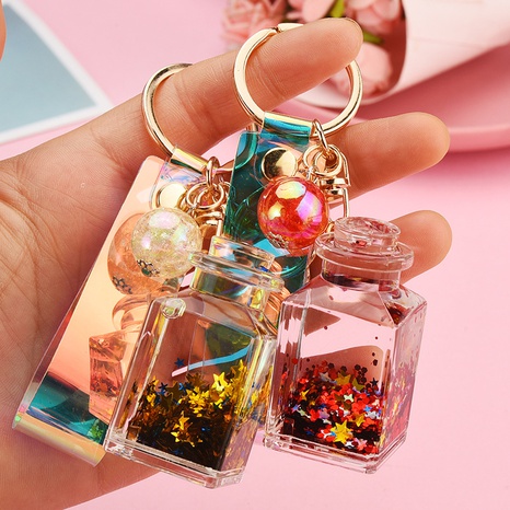 Porte-clés bouteille carrée de sables mouvants créatifs en gros Nihaojewelry's discount tags