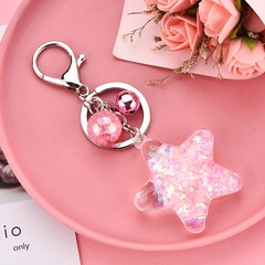 Korean acrylic five-pointed star flowing sequins keychain wholesale Nihaojewelry