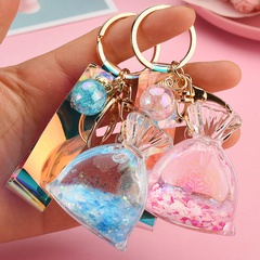 Money bag quicksand colorful leather cord keychain wholesale Nihaojewelry