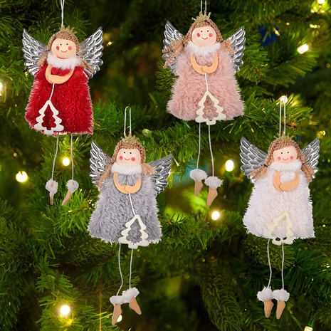 Navidad plata alas árbol ángel decoración al por mayor nihaojewelry's discount tags